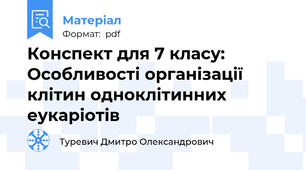 Конспект для 7 класу: Особливості організації клітин одноклітинних еукаріотів