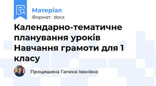 Календарно-тематичне планування уроків Навчання грамоти для 1 класу