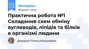 Практична робота №1 Складання схем обміну вуглеводів, ліпідів та білків в організмі людини