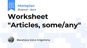 Worksheet "Articles, some/any"