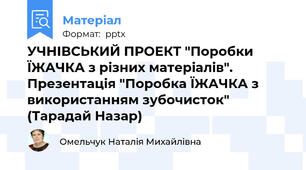 УЧНІВСЬКИЙ ПРОЕКТ "Поробки ЇЖАЧКА з різних матеріалів". Презентація "Поробка ЇЖАЧКА з використанням зубочисток" (Тарадай Назар)