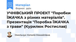 УЧНІВСЬКИЙ ПРОЕКТ "Поробки ЇЖАЧКА з різних матеріалів". Презентація "Поробка ЇЖАЧКА з трави" (Курилюк Ростислав)