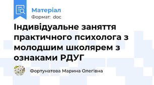 Індивідуальне заняття практичного психолога з молодшим школярем з ознаками РДУГ
