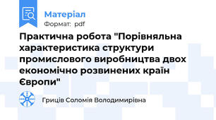 Практична робота "Порівняльна характеристика структури промислового виробництва двох економічно розвинених країн Європи"