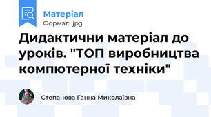Дидактични матеріал до уроків. "ТОП виробництва компютерної техніки"