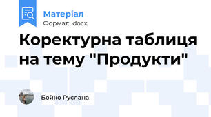 Коректурна таблиця на тему "Продукти"