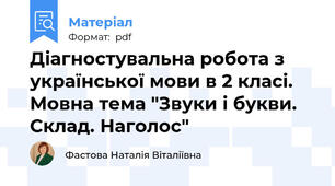 Діагностувальна робота з української мови в 2 класі. Мовна тема "Звуки і букви. Склад. Наголос"