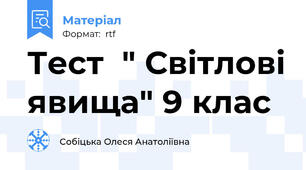 Тест  " Світлові явища" 9 клас
