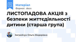 ЛИСТОПАДОВА АКЦІЯ з безпеки життєдіяльності дитини (старша група)