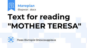 Text for reading "MOTHER TERESA"