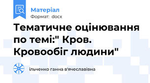 Тематичне оцінювання по темі:" Кров. Кровообіг людини"