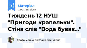 Тиждень 12 НУШ "Пригоди крапельки". Стіна слів "Вода буває..."