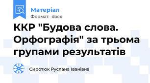 ККР "Будова слова. Орфографія" за трьома групами результатів