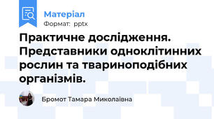 Практичне дослідження. Представники одноклітинних рослин та твариноподібних організмів.