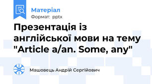 Презентація із англійської мови на тему "Article a/an. Some, any"