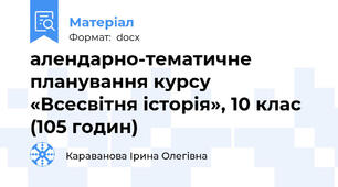 алендарно-тематичне планування курсу «Всесвітня історія», 10 клас (105 годин)