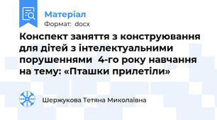 Конспект заняття з конструювання для дітей з інтелектуальними порушеннями  4-го року навчання на тему: «Пташки прилетіли»