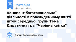 Конспект багатоканальної діяльності в повсякденному житті дітей середньої групи Тема: Дидатична гра: “Чарівна квітка”.