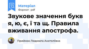 Звукове значення букв я, ю, є, ї та щ. Правила вживання апострофа.
