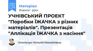 УЧНІВСЬКИЙ ПРОЕКТ "Поробки ЇЖАЧКА з різних матеріалів". Презентація "Аплікація ЇЖАЧКА з насіння"