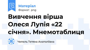 Вивчення вірша Олеся Лупія «22 січня». Мнемотаблиця