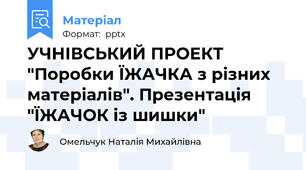 УЧНІВСЬКИЙ ПРОЕКТ "Поробки ЇЖАЧКА з різних матеріалів". Презентація "ЇЖАЧОК із шишки"