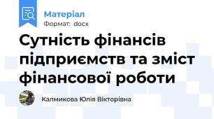 Сутність фінансів підприємств та зміст  фінансової роботи