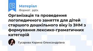 Організація та проведення логопедичного заняття для дітей старшого дошкільного віку із ЗНМ з формування лексико-граматичних категорій
