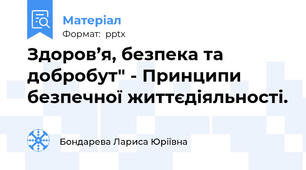 Здоров’я, безпека та добробут" - Принципи безпечної життєдіяльності.