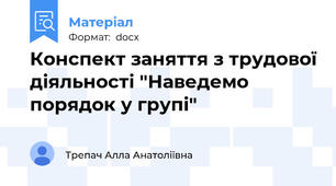 Конспект заняття з трудової діяльності "Наведемо порядок у групі"