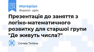 Презентація до заняття з логіко-математичного розвитку для старшої групи "Де живуть числа?"