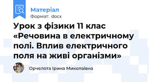 Урок з фізики 11 клас «Речовина в електричному полі. Вплив електричного поля на живі організми»