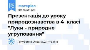 Презентація до уроку природознавства в 4  класі  "Луки - природне угруповання"