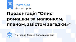 Презентація "Опис ромашки за малюнком, планом, змістом загадки»"