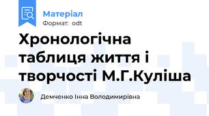 Хронологічна таблиця життя і творчості М.Г.Куліша