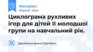 Циклограма рухливих ігор для дітей ІІ молодшої групи на навчальний рік.