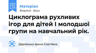 Циклограма рухливих ігор для дітей І молодшої групи на навчальний рік.