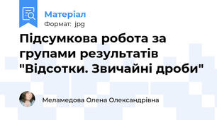 Підсумкова робота за групами результатів "Відсотки. Звичайні дроби"