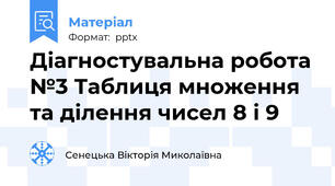 Діагностувальна робота №3 Таблиця множення та ділення чисел 8 і 9