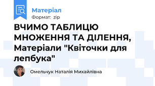 ВЧИМО ТАБЛИЦЮ МНОЖЕННЯ ТА ДІЛЕННЯ, Матеріали "Квіточки для лепбука"