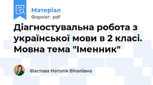 Діагностувальна робота з української мови в 2 класі. Мовна тема "Іменник"