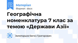 Географічна номенклатура 7 клас за темою «Держави Азії»