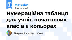 Нумераційна таблиця для учнів початкових класів в кольорах