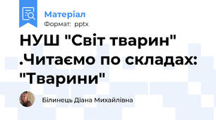 НУШ "Світ тварин" .Читаємо по складах: "Тварини"
