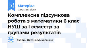Комплексна підсумкова робота з математики 6 клас НУШ за І семестр за групами результатів