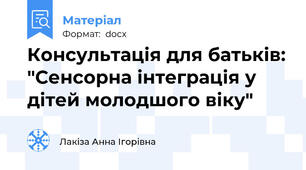 Консультація для батьків: "Сенсорна інтеграція у дітей молодшого віку"