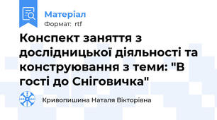 Конспект заняття з дослідницької діяльності та конструювання з теми: "В гості до Сніговичка"
