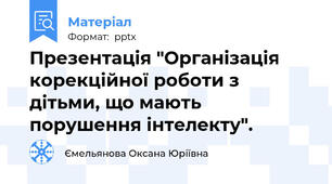 Презентація "Організація корекційної роботи з дітьми, що мають порушення інтелекту".