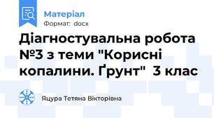 Діагностувальна робота №3 з теми "Корисні копалини. Ґрунт"  3 клас
