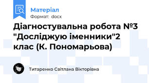 Діагностувальна робота №3 "Досліджую іменники"2 клас (К. Пономарьова)